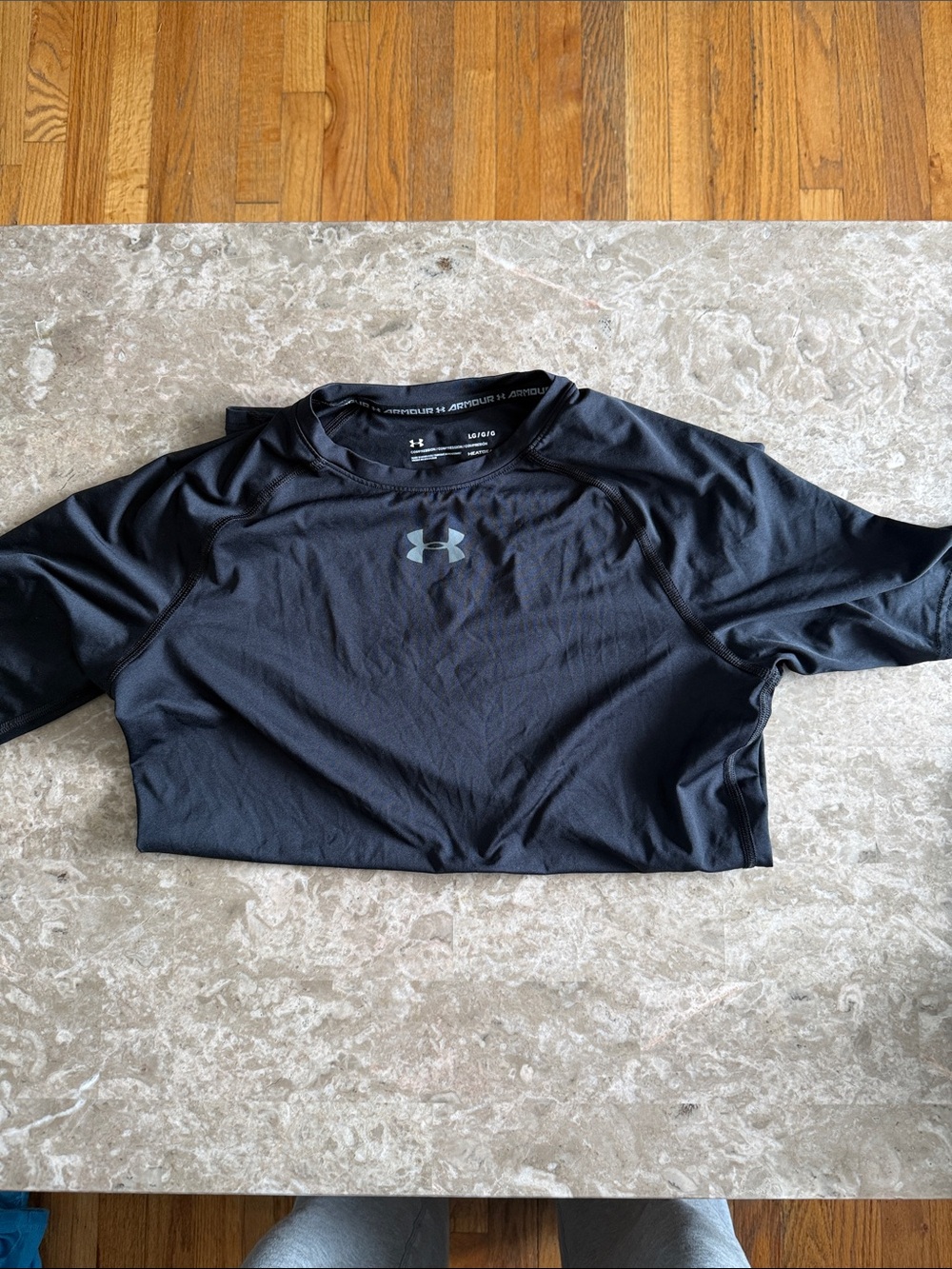 Under Armour Black Short Sleeve Tech Tee with Logo Heat Gear